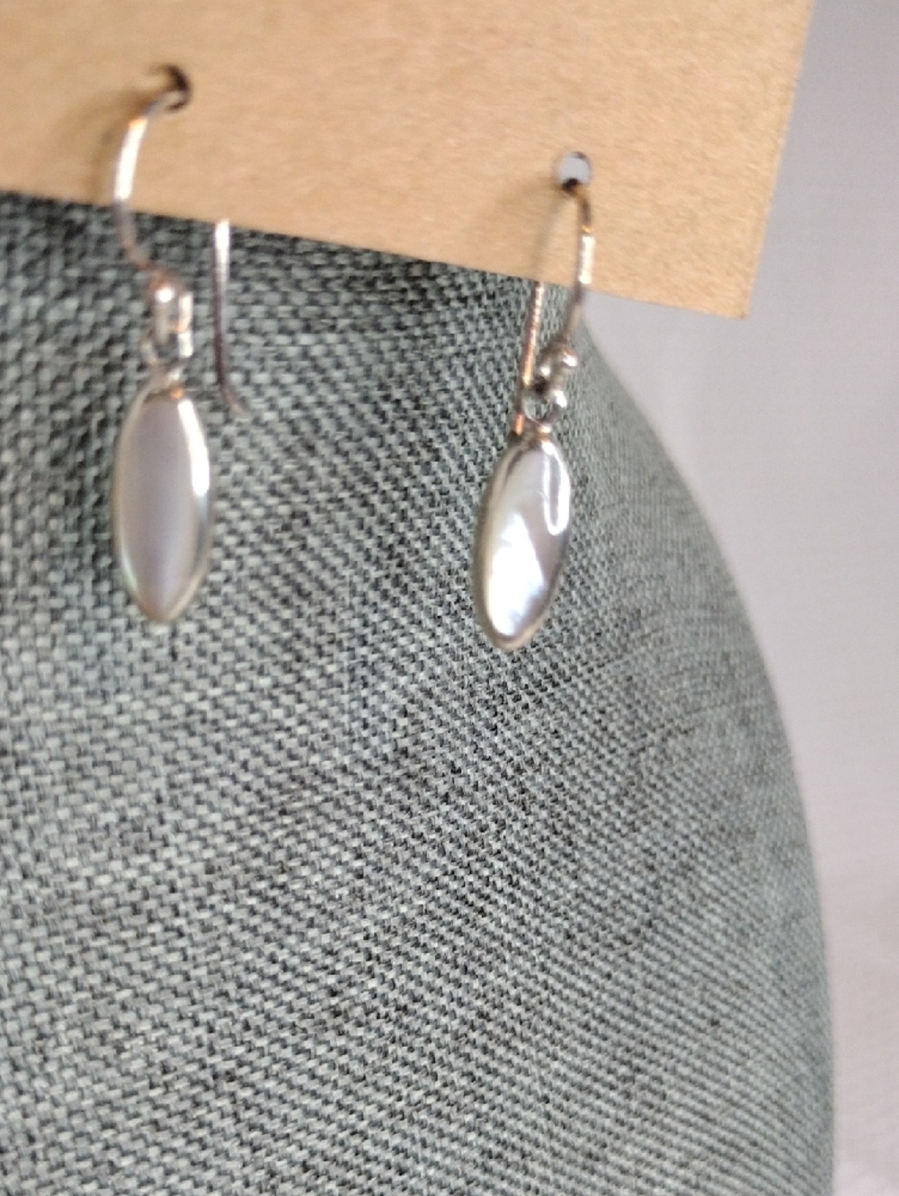 Sterling Silver Drop Mother-of-Pearl Dangle Earrings - Picture 3 of 5